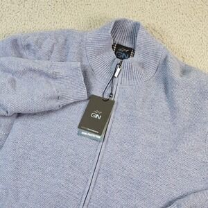 Greg Norman Sweater Mens Medium Blue Full Zip Mock Neck Lined Golf Windproof
